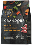 Grandorf Fresh Duck & Sweet Potato Adult Medium & Maxi (28/17) - Беззерновой корм с живыми пробиотиками утка с бататом для собак средних и крупных пород
