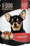 X-Dog - Кусочки из курицы и ягненка в соусе для собак, пауч