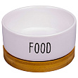 Mr.Kranch - Миска керамическая на бамбуковой подставке для собак и кошек "Bamboo Food", 340 мл