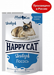 Happy Cat - Лосось кусочки в желе для стерилизованных кошек - пауч